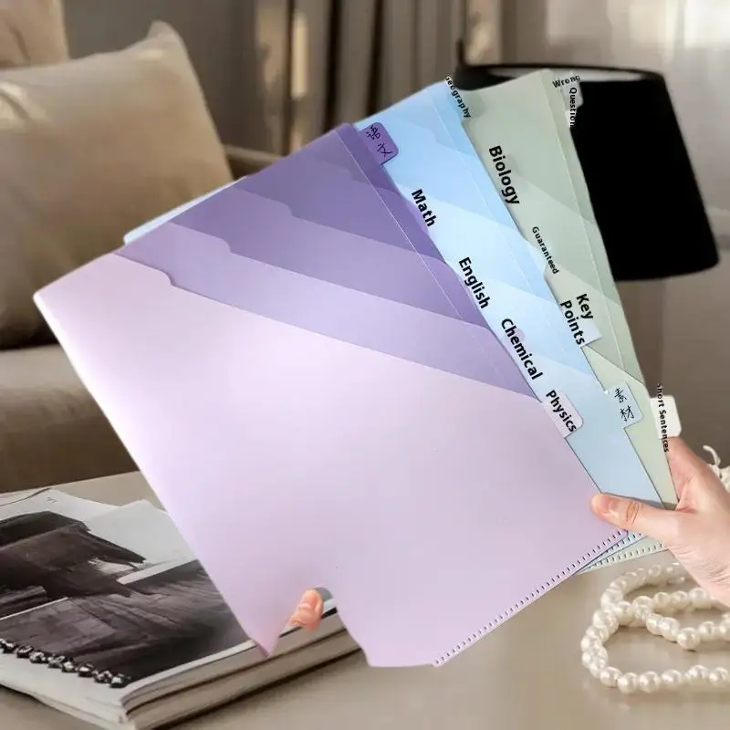 

Многослойная папка-гармошка A4 для классификации по предметам, прозрачная L-образная папка для тестовых работ, 6-слойная папка для классификации документов