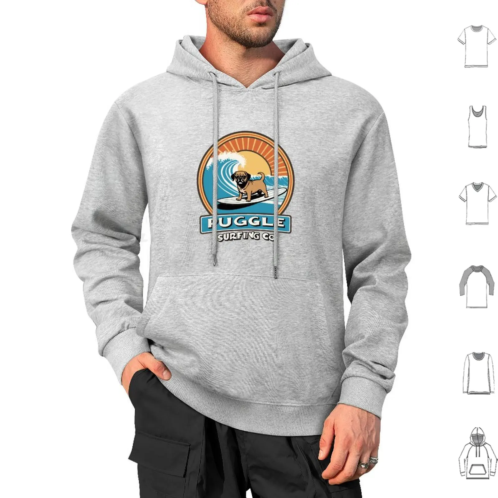 Puggle Surfing Co. Hoodie cotton Long Sleeve Puggle Dog Surfing