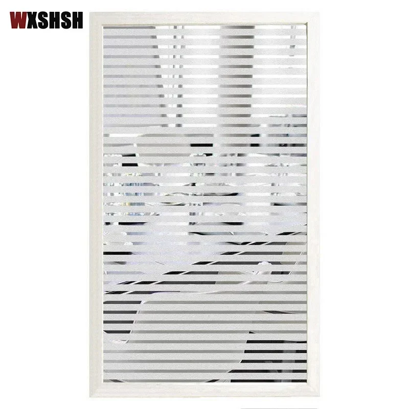 Thermal-Insulating Stripe Glass Film, Static Cling, Frosted Privacy Protection, Explosion-Proof, Reusable,  Home Decoration