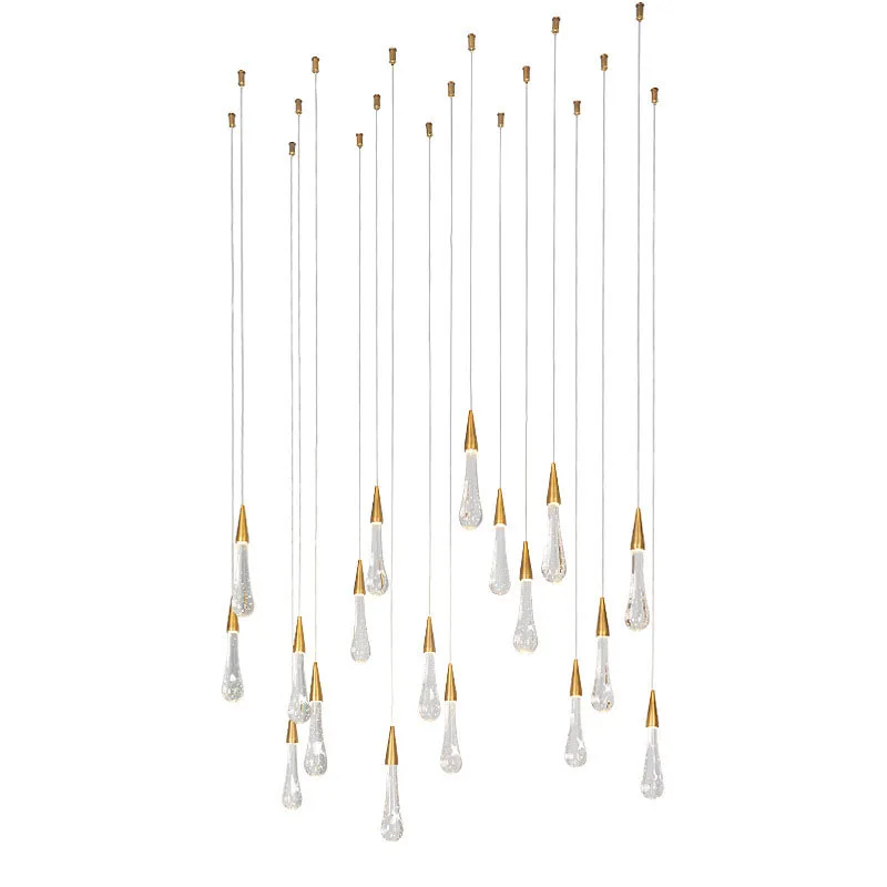 Suspension en cristal goutte d'eau dorée, style européen créatif, ampoules LED de luxe, lampe suspendue bricolage, éclairage intérieur moderne, lampe de bar