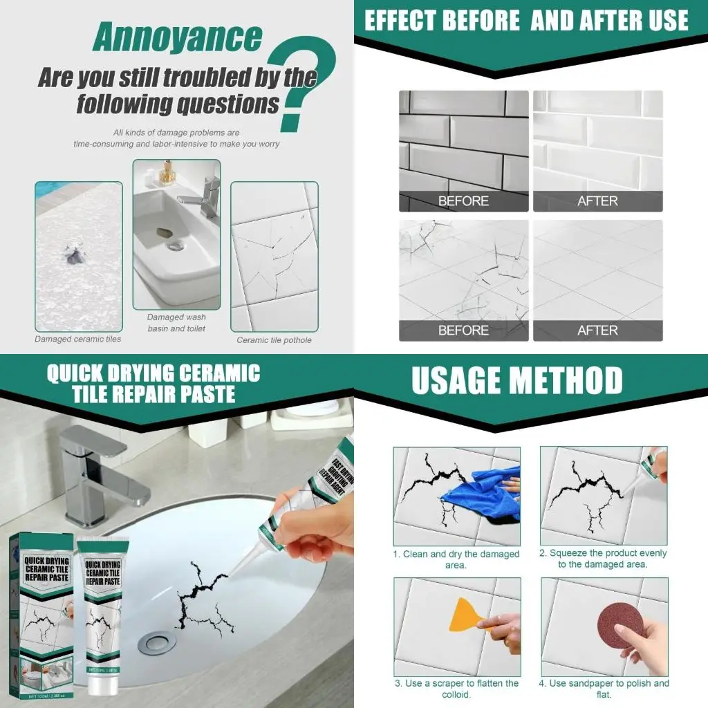 Practical Quick Drying Tile Repair Pastes for Bathroom and Kitchen Cracks high quality