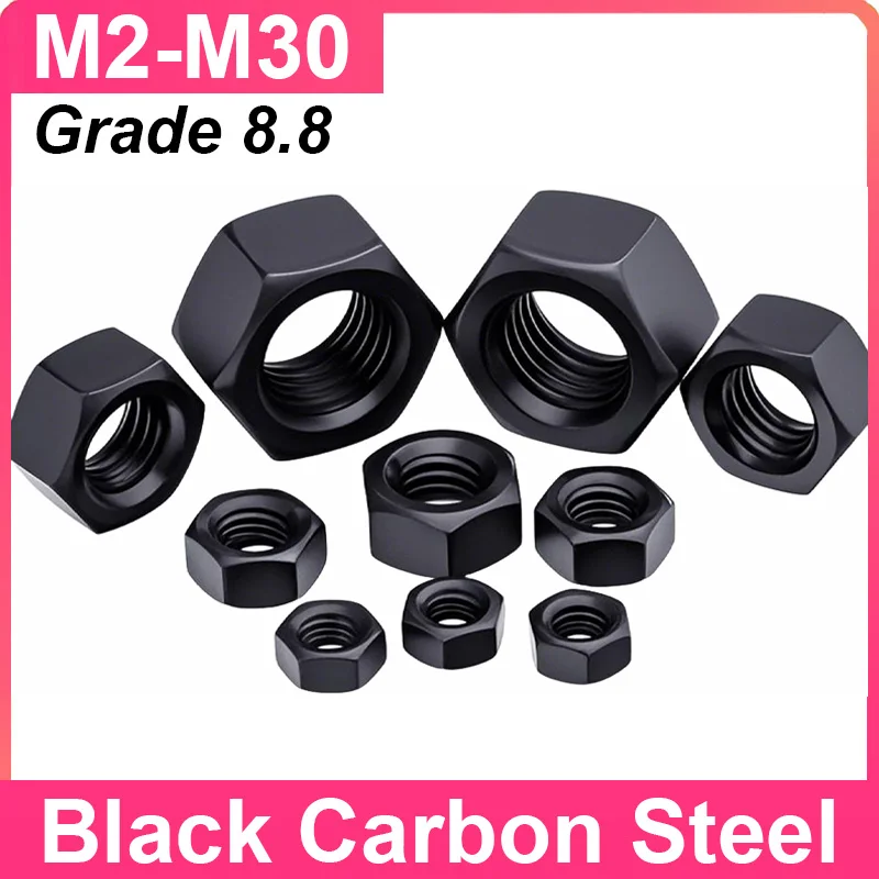 

M2 M2.5 M3 M4 M5 M6 M8 M10 M12 M14 M16 M18 M20 M22 M24 M27 M30 Шестигранные шестигранные гайки класса 8,8 Метрические гайки из черной углеродистой стали