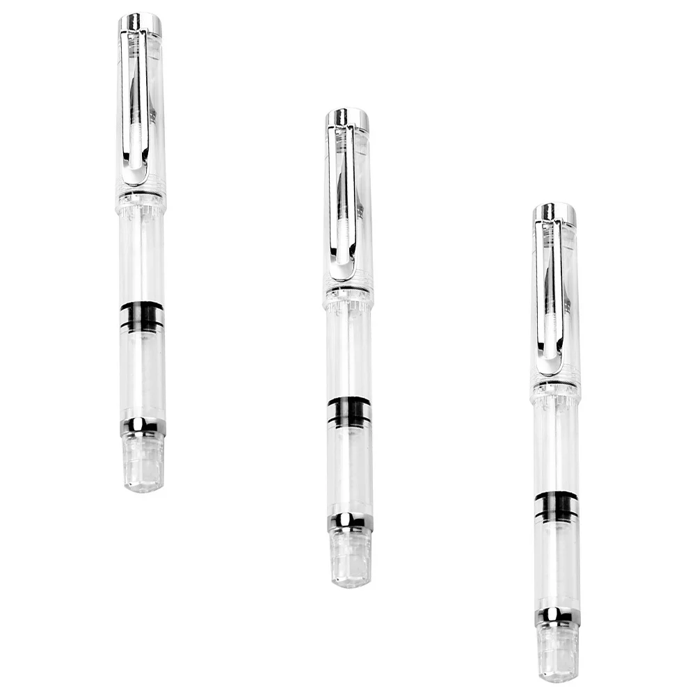 3 Pcs Automatic Brush Pen Student Pens Fountain Plastic Portable Calligraphy School Supplies