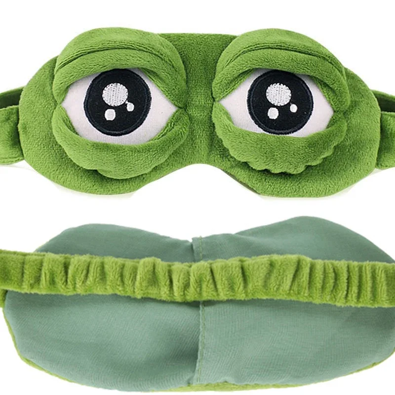 1pcs Cute Eyes Mask Cover Plush The Sad Frog Green Eye Mask Cover Relax Sleeping Rest Travel Anime Funny Gift Beauty Goggles