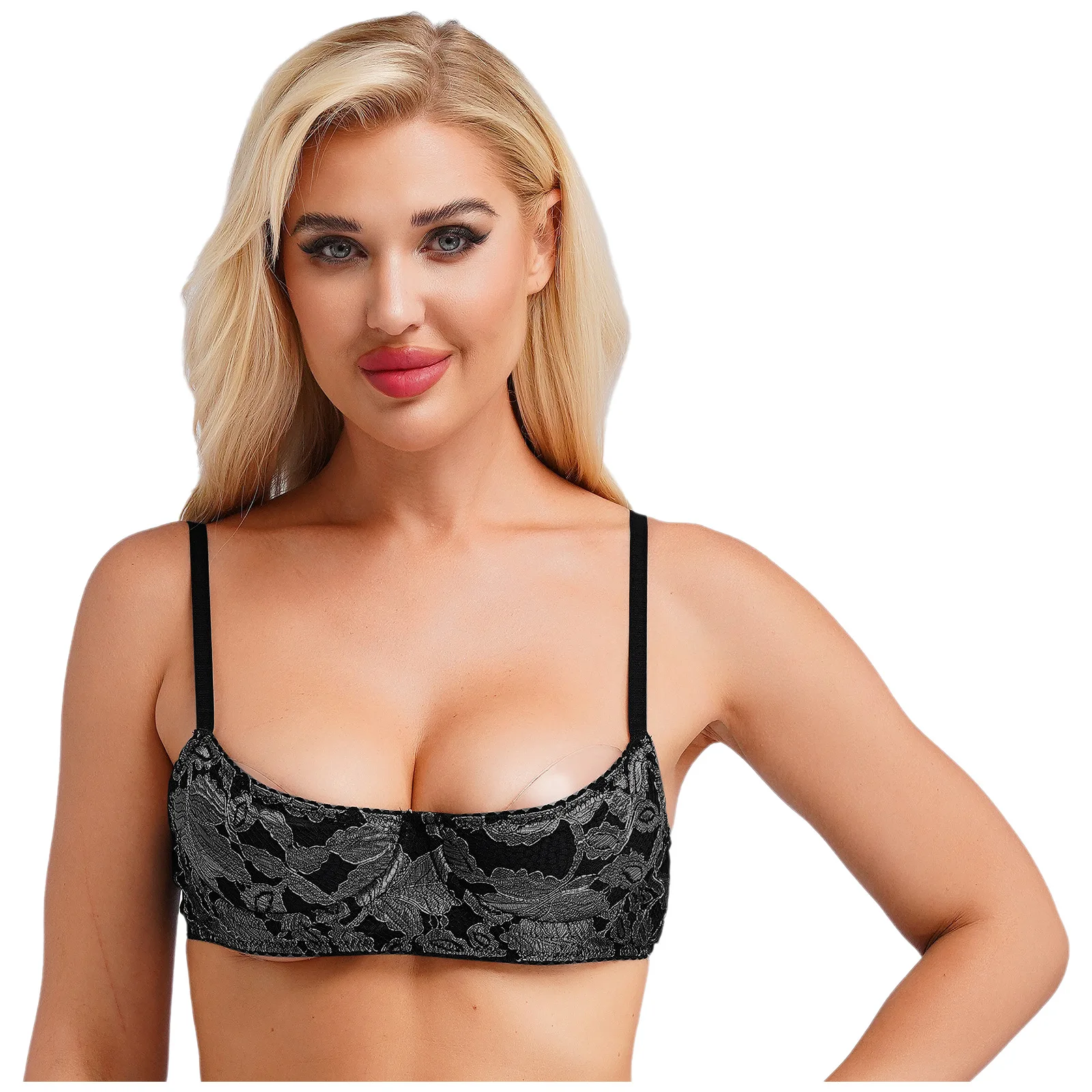 

Mature Women 1/4 Cup Lace Shelf Bra Tops Underwire Push Up Sponge Bras Bandeau Bra Lingerie Fun Daily Casual Underwear