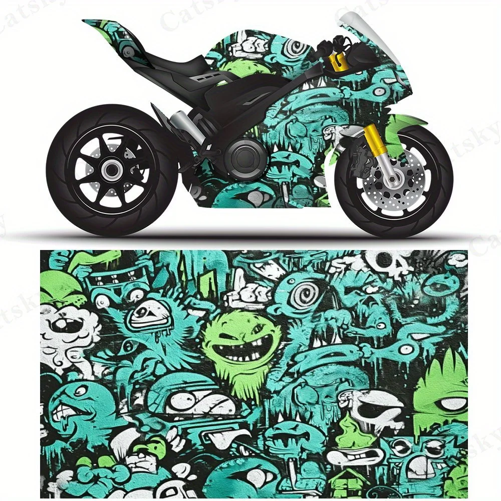 

Strange graffiti PVC material self-adhesive waterproof motorcycle car sticker, paste firm and anti-wear, waterproof and sun-resi