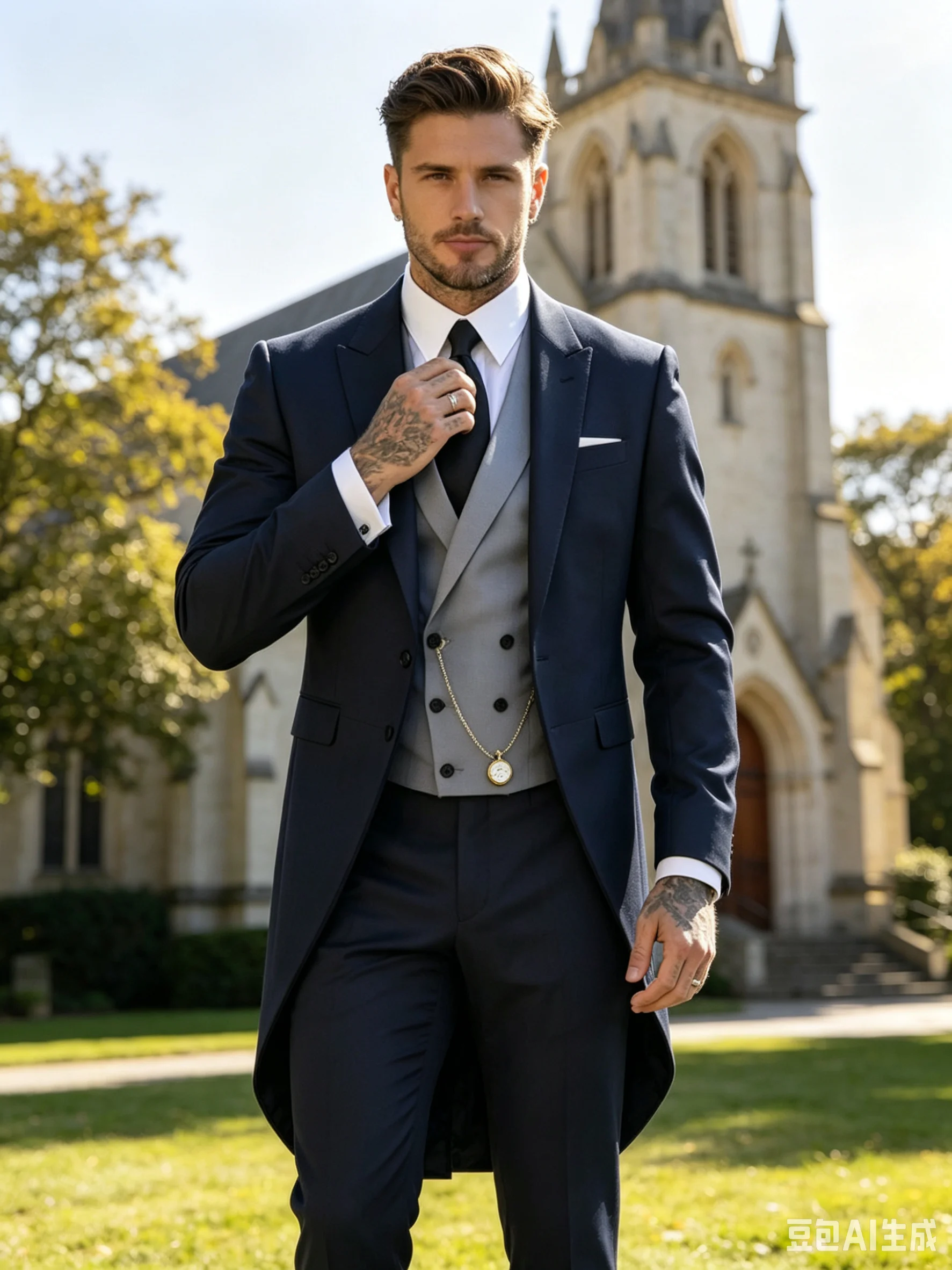 Navy Blue Men Tailcoat Formal Dress 3PCS Suit Swallow Tail Coat Male Jacket Vest Pants for Party Wedding Dance Magic Performance