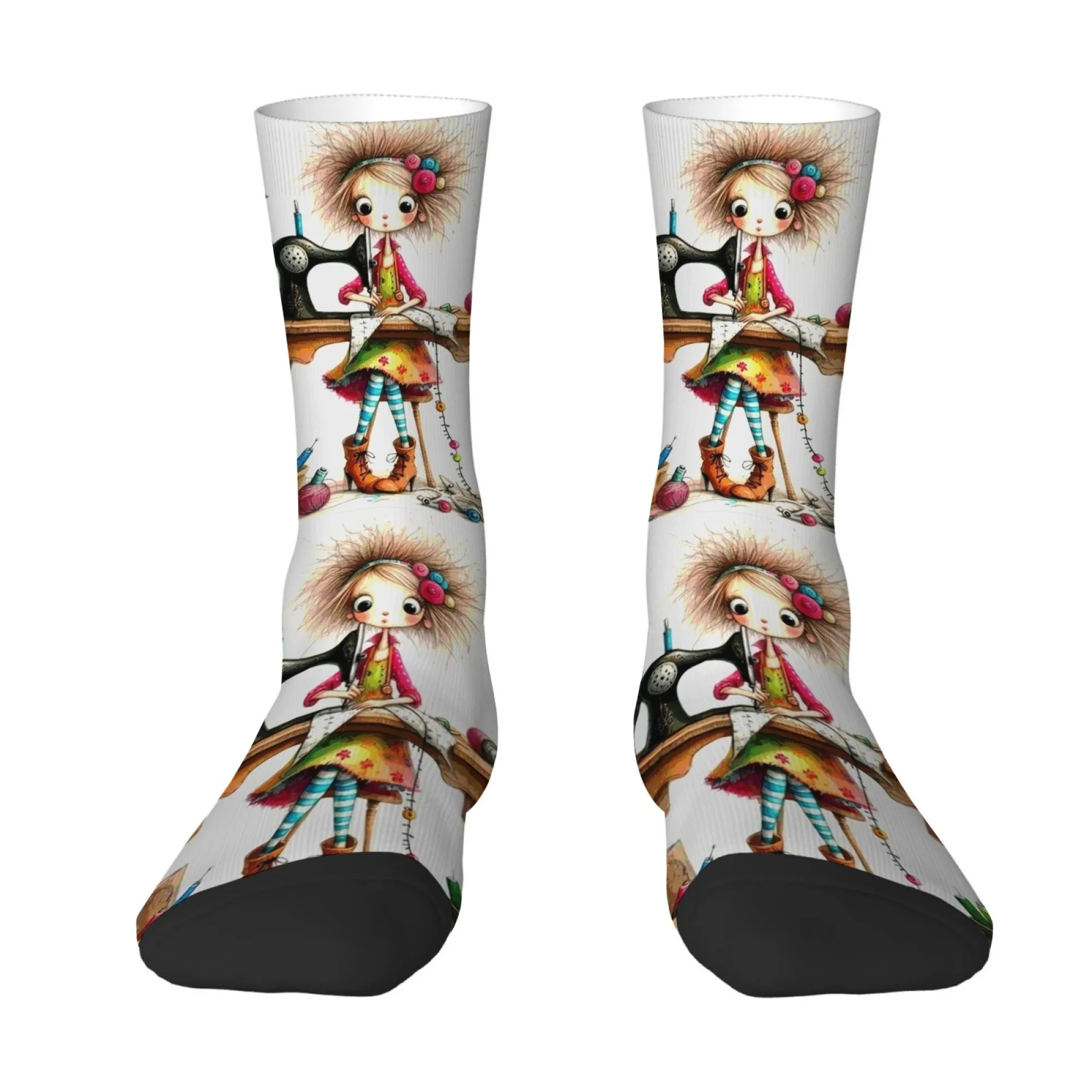 Cute and Playful Girl-print Men's Mid-calf Socks Novel and Fun Perfect for Crazy Parties Soft Comfortable Breathable Great Gift