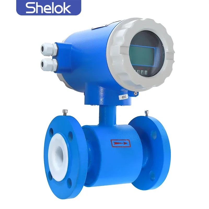 Shelok نهر المياه DN600 ANSI شفة التخصيص بطانة 4-20mA RS485 مقياس التدفق الكهرومغناطيسي