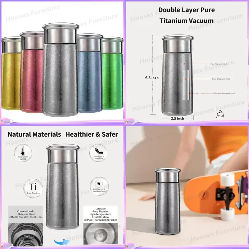 260ml Titanium Thermos Cup Mini Portable Vacuum Flask Insulated Coffee Tea Travel Bottle Lightweight Commuter Daily Use