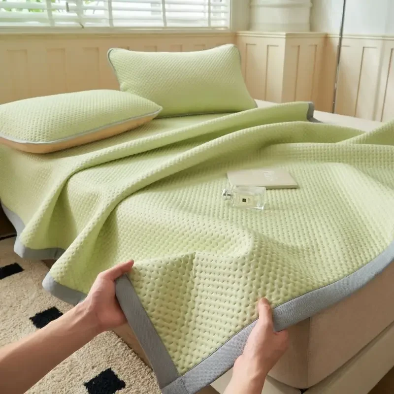 Summer Iced Doudou Mat Cool Machine Washable Ice Silk Mat Dormitory Household Folding Air Conditioning Soft Mat Three-piece Set