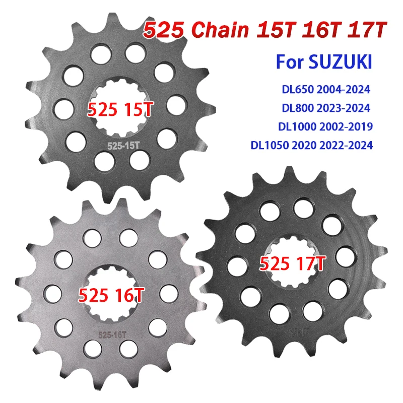 525 15T 16T 17T Front Sprocket For SUZUKI DL650 2004-2024 DL800 2023-2024 DL1000 2002-2019 DL1050 2022-2024 DL 650 800 1000 1050