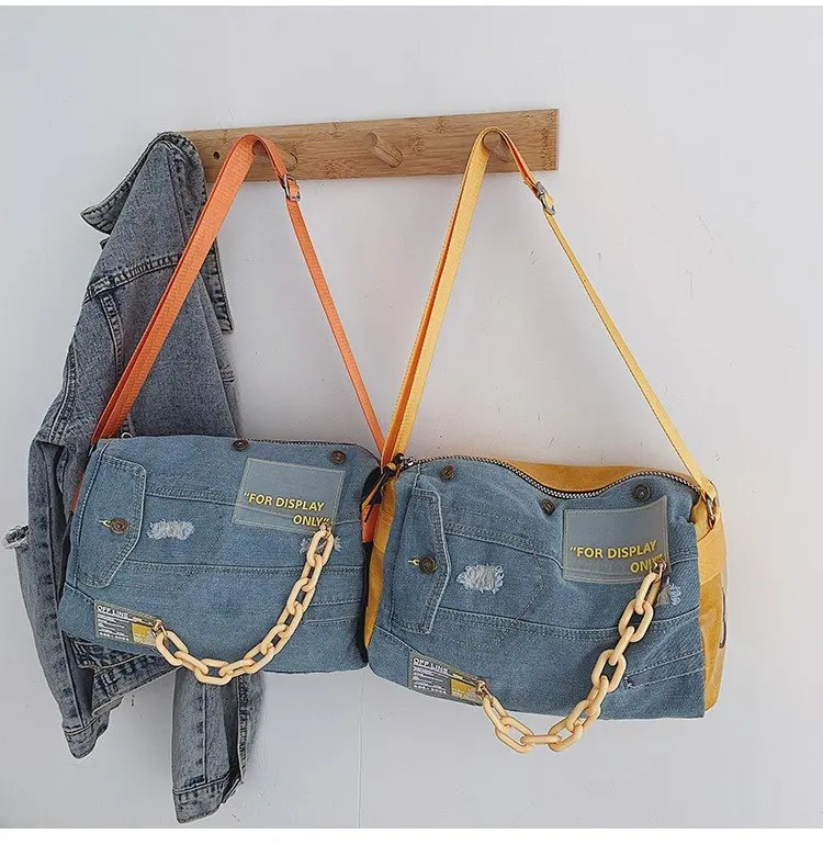 

New Denim Women Shoulder Bags Large Capacity Travel Bag Designer Women Bags Luxury Blue Jeans Crossbody Bag Female Big Purse