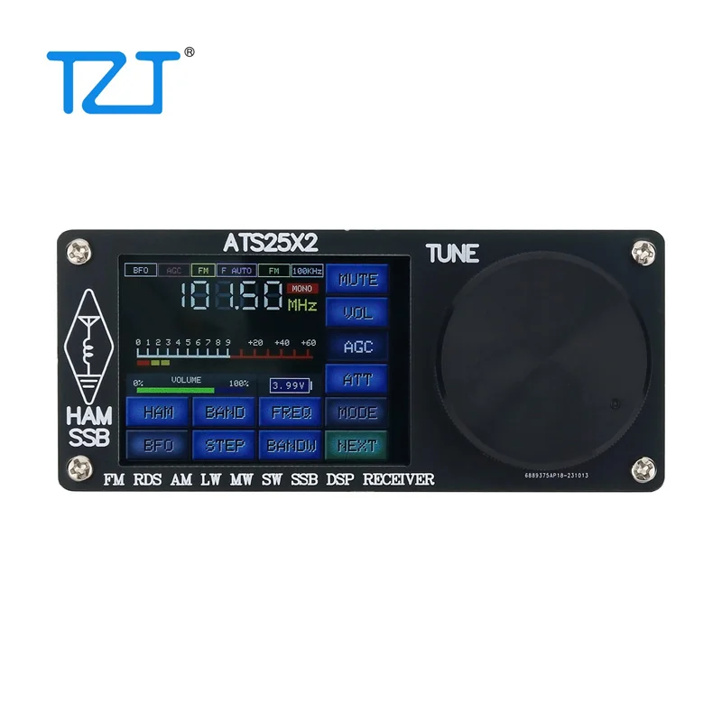 Радиоприемник TZT ATS25X2, FM RDS, AM, LW, MW, SW, SSD, с антенной Wi-Fi, цветной сенсорный экран 2,4 дюйма
