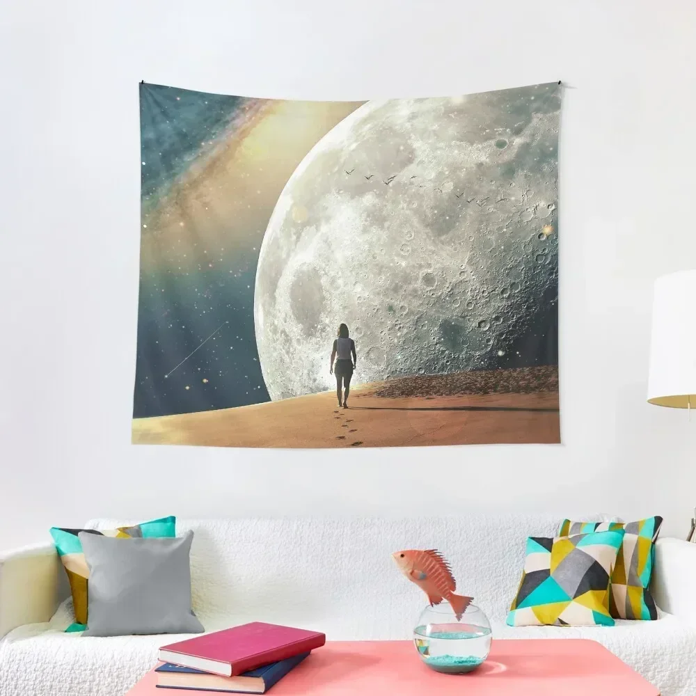 

Alone With The Moon II Tapestry Home Decor Aesthetic Bed Room Decoration Tapestry
