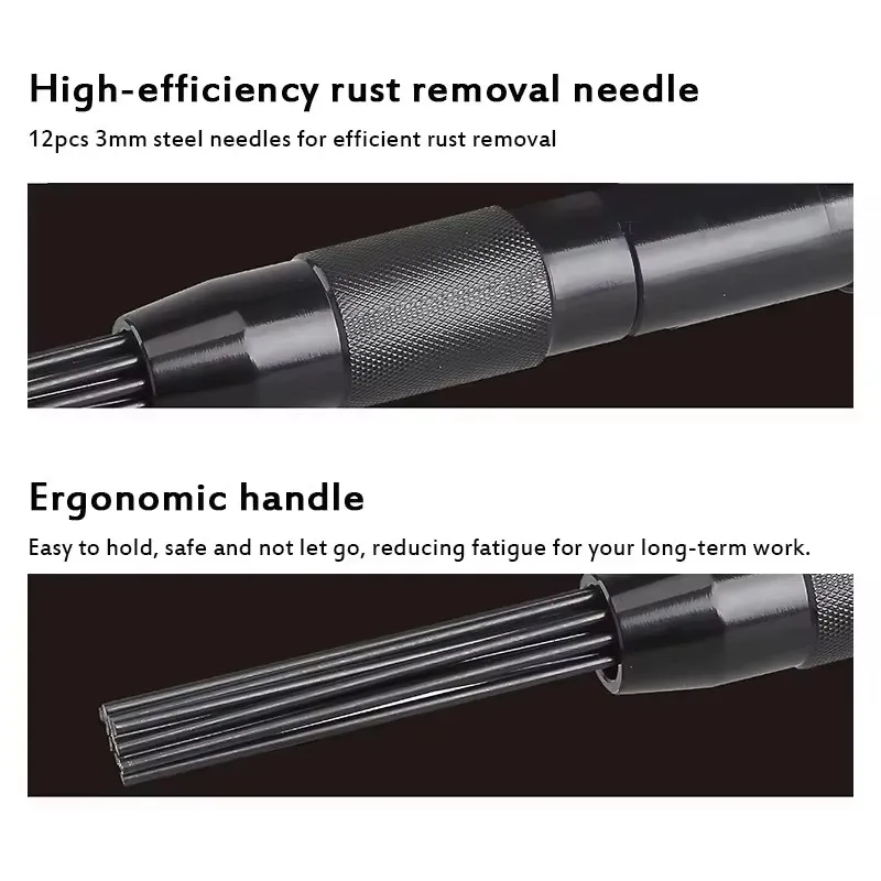 Mini Pneumatic Descaler Pneumatic Tools 3mm 12PCS M Needle Beam Pneumatic Descaler Pneumatic Rust Removal Gun Polisher