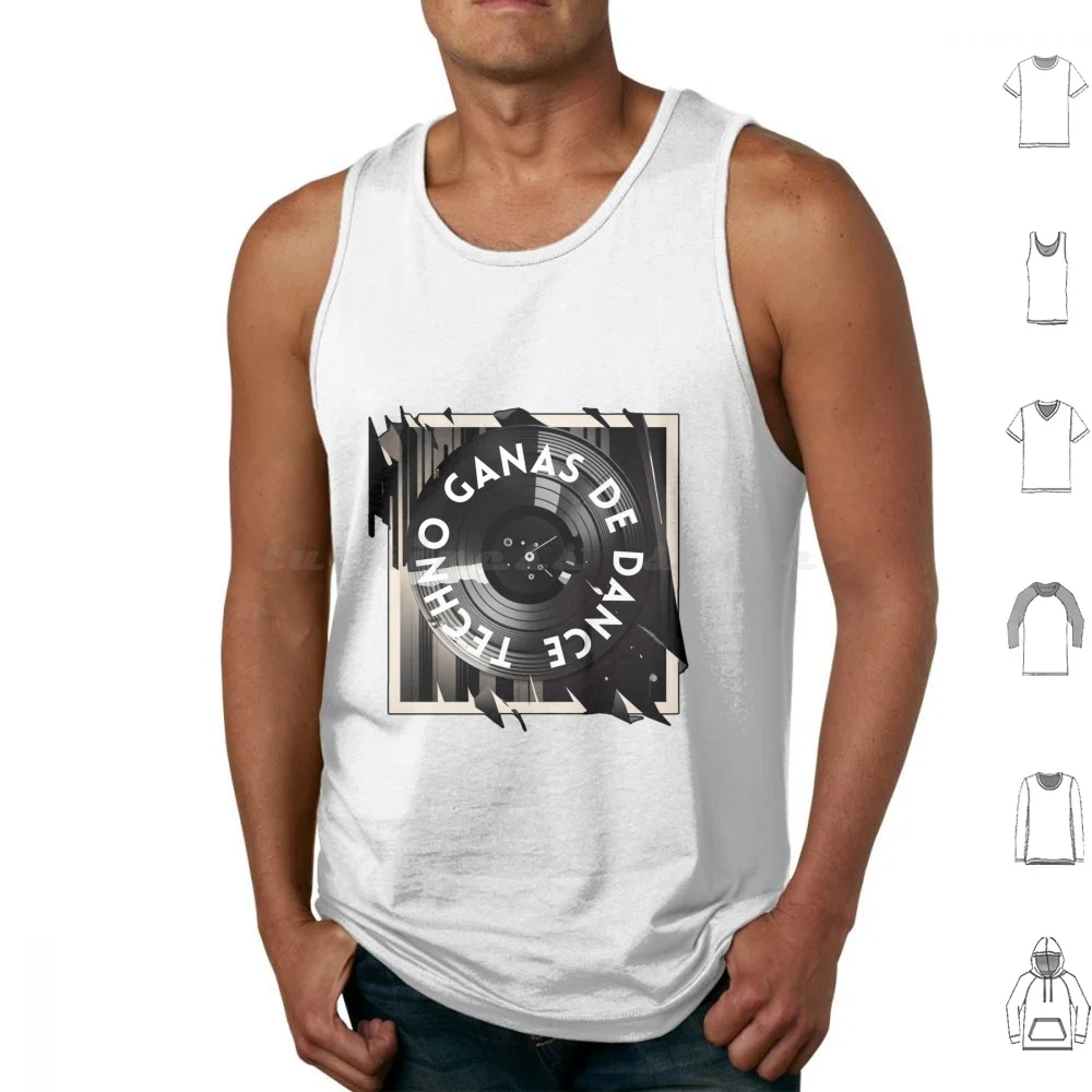 Techno Desire To Dance Vinyl Tank Tops Print Cotton Dance Dancer Kieth Haring Kieth Shilouette Line Drawing Black And White