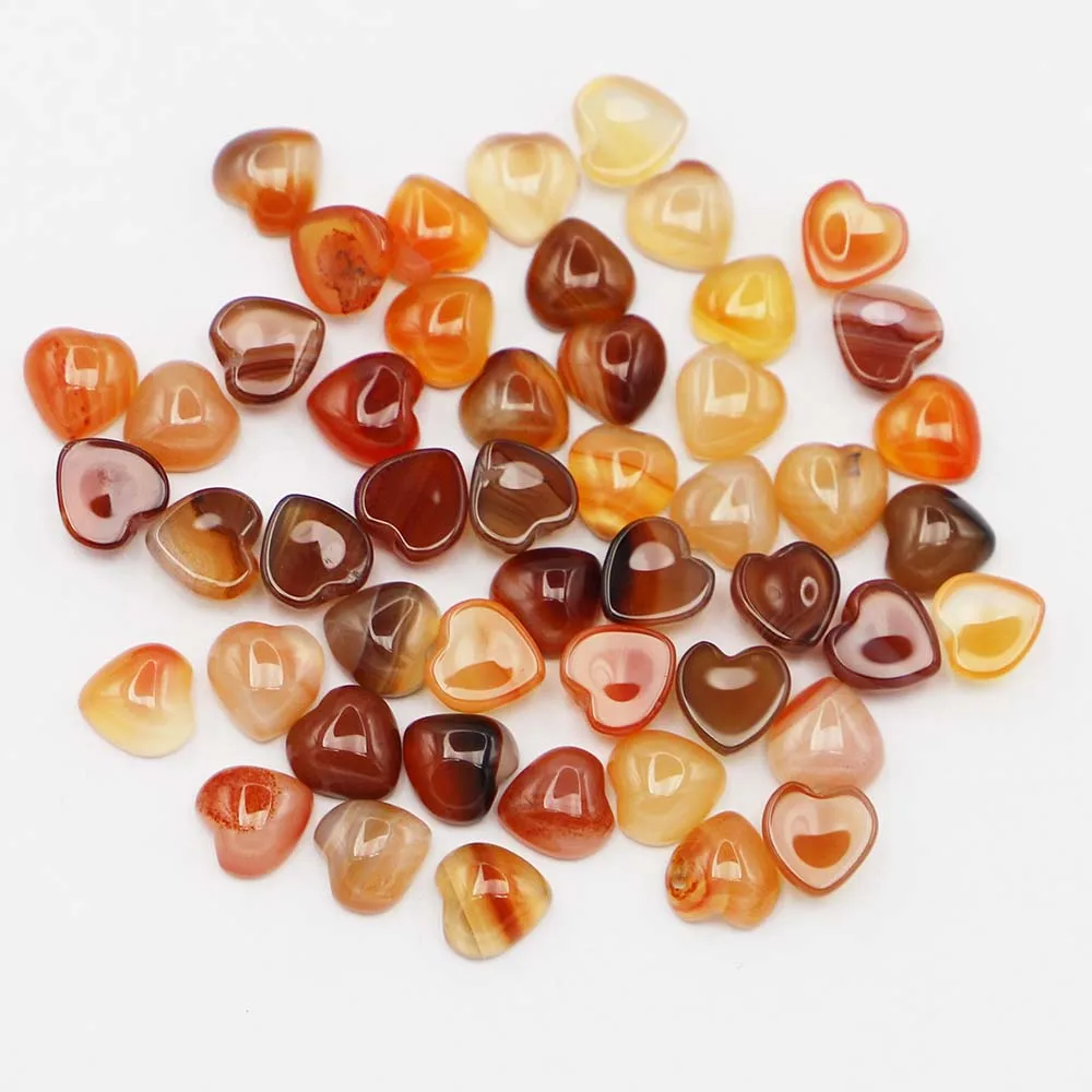 

10x10mm Top Quality Natural Stone Agate Onyx Heart Shape Cabochon Bead for Jewelry Making Clothing Accessories Wholesale 50pcs