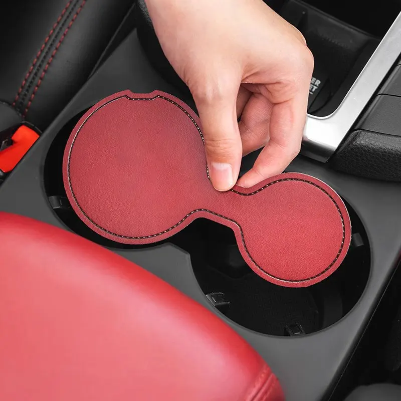 

Car Coaster PU Leather Cup Holder Mat Water Cup Slot Non-Slip Pad For Porsche Macan GTS 95B Cayenne 92A 9YA Panamera