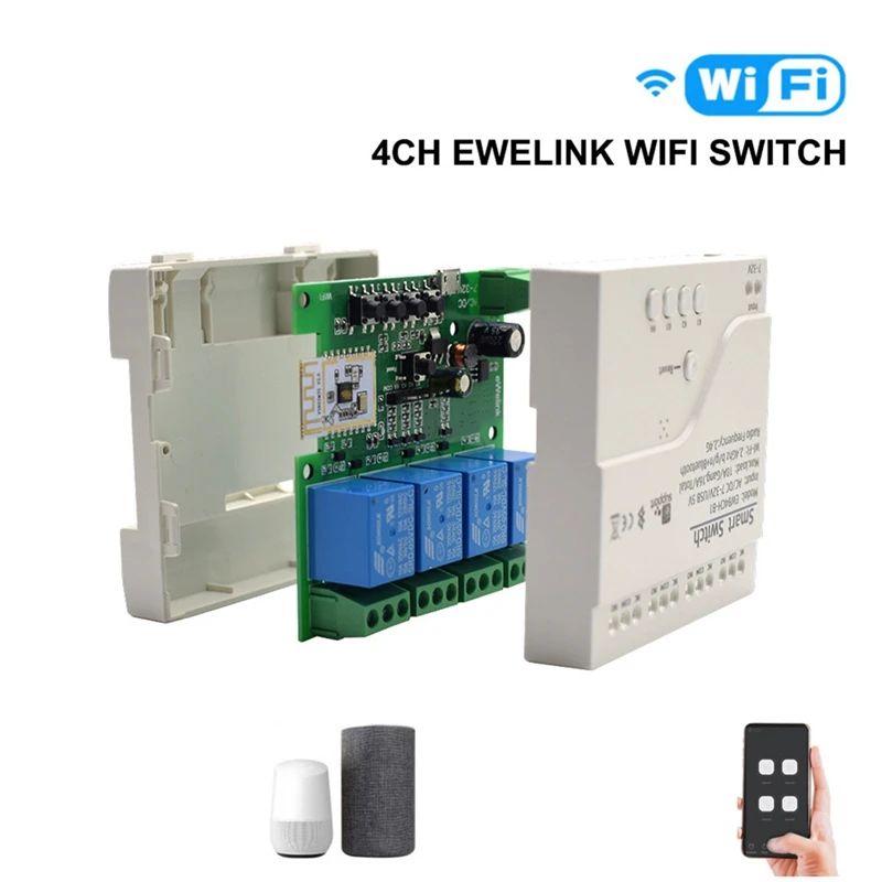 Module With Case One-Click Sharing Of Scheduled Voice Remote 85-250V On Off Controller 4CH 2.4G Wifi Remote For Alexa