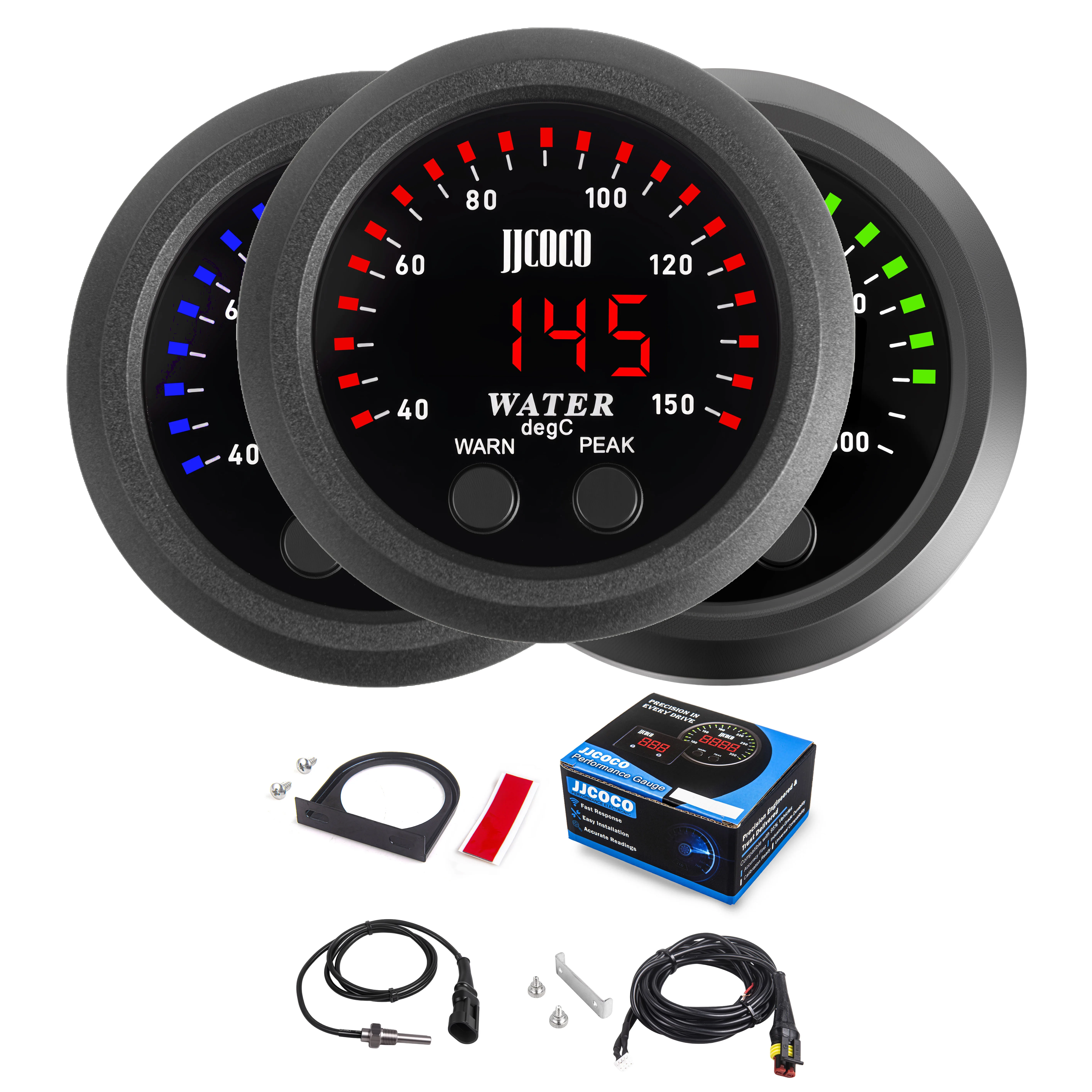 

52mm Digital 40~150 Celsius Electronic Water Temp Gauge Ultra-Thin With Water Temperature Sensor Red/Blue/Green With Bracket