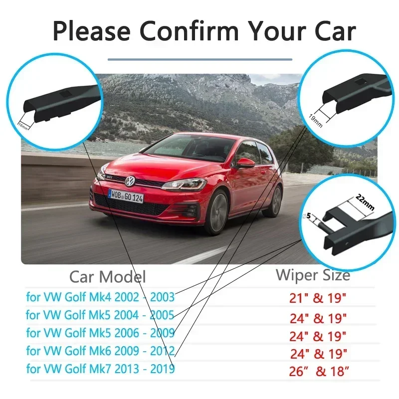 For Volkswagen VW Golf 4 5 6 7 Sportsvan MK4 MK5 MK6 MK7 1J 1K 5K 5G 1997 1999 2000 ~2019 Wiper Blade Car Accessories Windshield