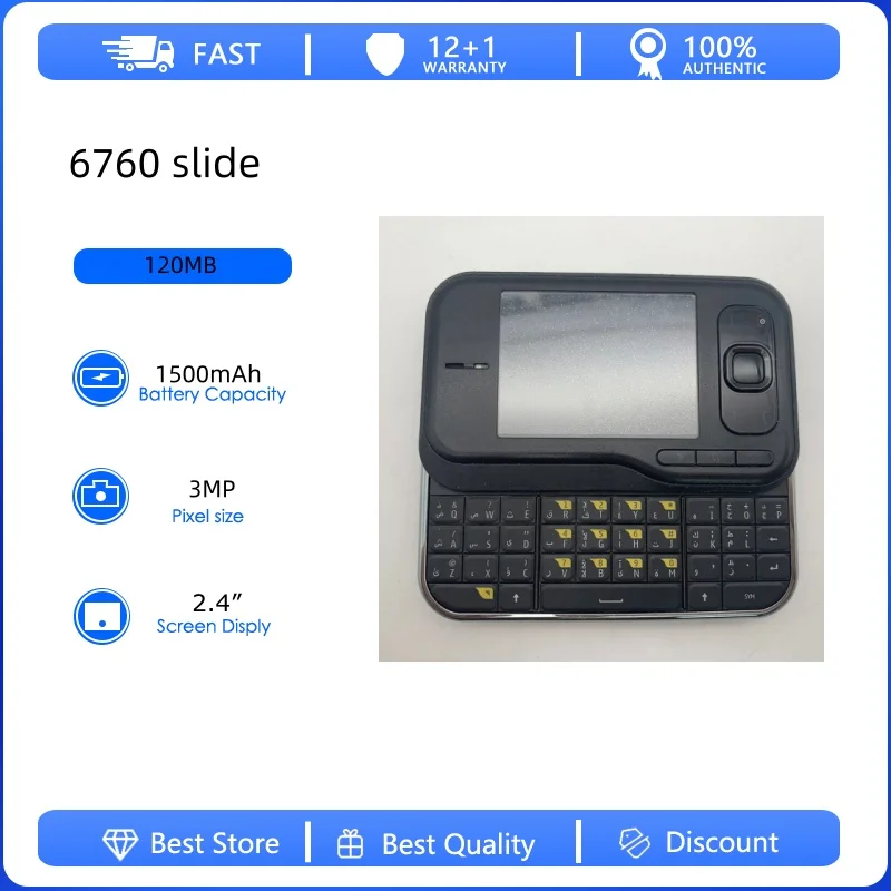 Teléfono Móvil Desbloqueado, Reacondicionado, Original, 6760 Slide, 3G, Una Sola SIM, GSM 900/1800, Teclado Ruso, Árabe, Hebreo, Hecho en Finlandia