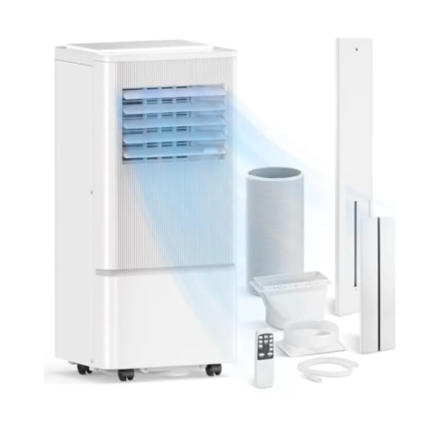 

Portable air conditioner for bedroom use, aluminum housing, white color, 10000 BTU cooling capacity with 3-in-1 functionality c