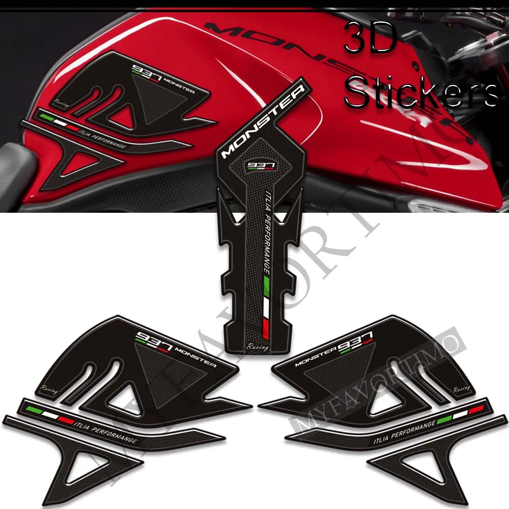 

Motorcycle For Ducati Monster 937 2021 2022 Tank Pad Grips Side Gas Fuel Oil Kit Knee Protection 3D Stickers Decals