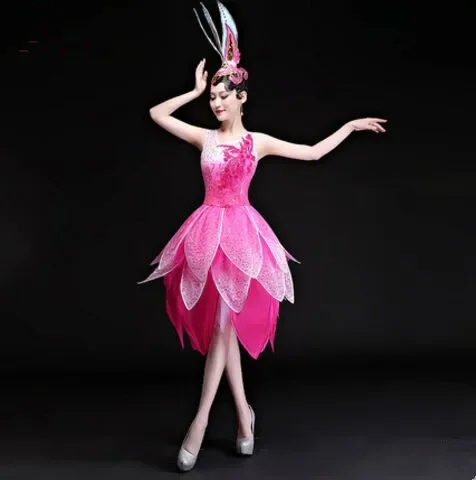 Vrouwen Bloem Dansjurk Kleurrijke Dance Festival Dance Dress New Year Performance Kleding Chinese Nationale Dans Jurk