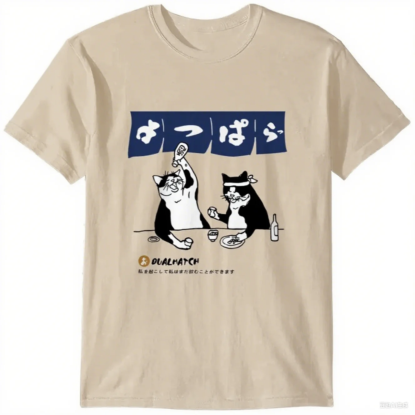 

Хлопковая футболка с персонажами кавайного кота и японским текстом, забавный бар, тематический дизайн, уличная одежда с принтом, Новое поступление, футболка S-4XL