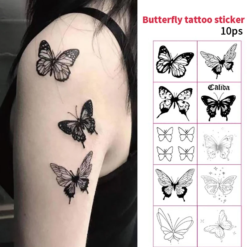 10PCS Beautiful Butterfly Temporary Tattoo High Quality Transfer Sticker