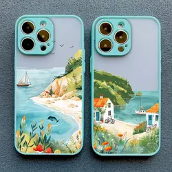 Seaside Scenery Wave Beach Pattern Phone Case For iPhone 15 16 Pro Max Plus 14 13 12 11 Pro Max Mini XS XR X 7 8 Plus SE2 Covers