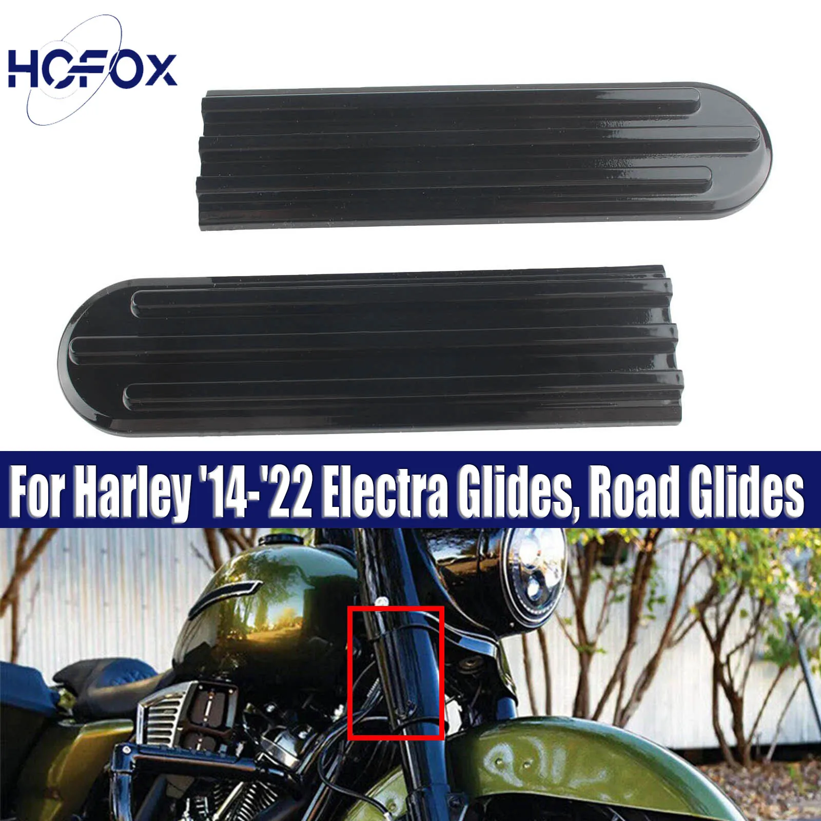 

For Harley '14-'22 Electra Glides Road Glides Road Kings Street Glides & Trikes Upper Fork Slider Accents Black