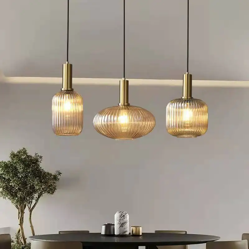 

American Retro LEDGlass Pendant Lamp Minimalist Restaurant Bedside Bar Coffee Shop Study Colorful Chandelier Home Decor Lighting