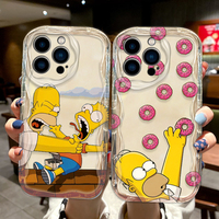 Cartoon Cute The Simpsons Phone case For Apple iPhone 15 14 13 12 11 Pro X XR XS Max Plus 8 7 Plus SE Wave Oil Cover