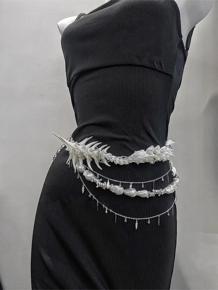 ZHUHE The Cyberpunk Style Light Spine Beaded Waist Chain Is A Perfect Jewelry Accessory For Women And A Party Gift For Their Gir