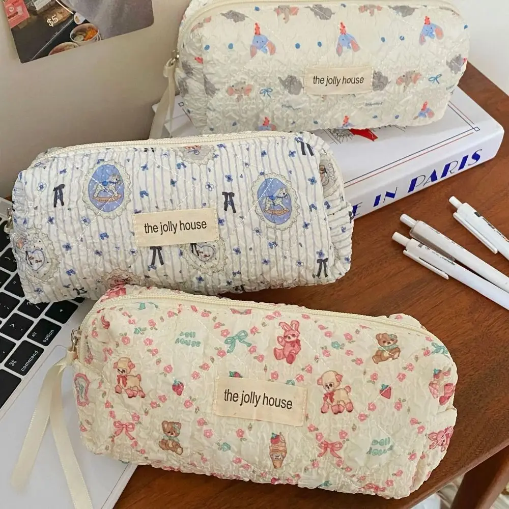 Cartoon Animal Pattern Pen Bag Large Capacity Zipper Design Stationery Bag Portable Pencil Case School Office