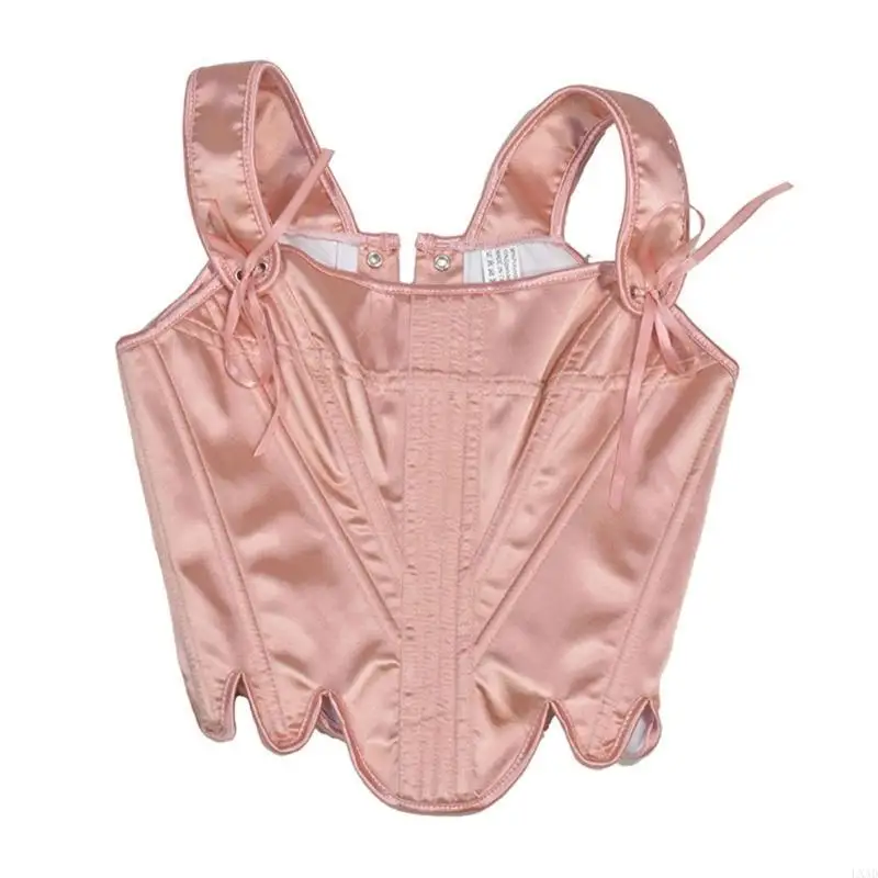 lxad corsets สำหรับผู้หญิง satins overbust corset ด้านบน bustier lingeires กระดูกลูกไม้ขึ้นด้านหลัง body bustier crop tops