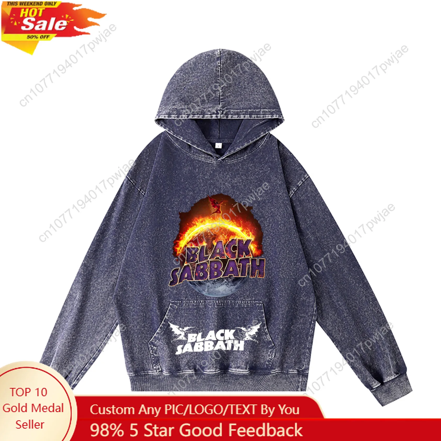 

Black Sabbath Rock Band Hoodie Hooded Sweatshirt Men Woman Vintage Pullover Sweatshirt With Pocket Oversized Customized Top