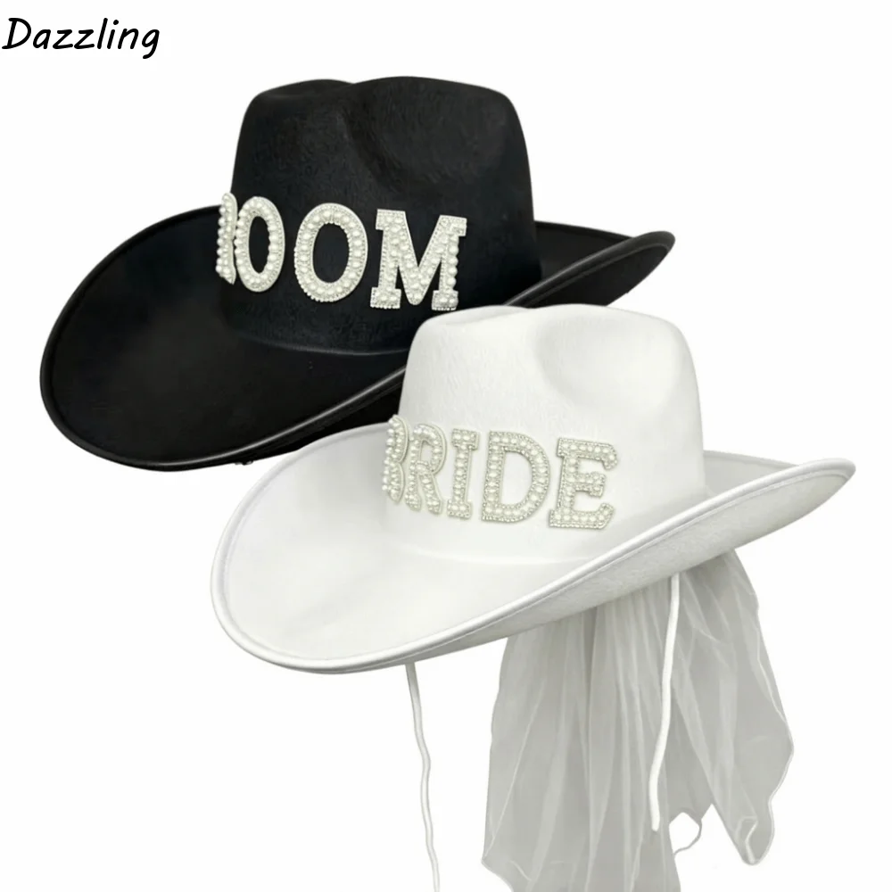 non-woven-fabric-bride-white-cowboy-veil-hat-romantic-wide-brim-bride-cowgirl-hat-with-pearls-bridal-cowboy-hat