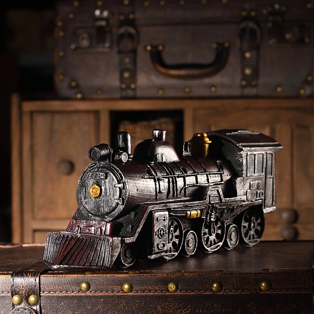 Retro Locomotive Ornament Old Type Of Railway Engine Model Archaistic Home Decorative Article