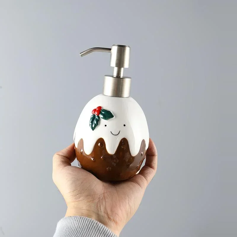 Ceramic Christmas Lotion Bottle Cartoon Hand Sanitizer Soap Dispenser Shampoo Shower Gel Bathroom Accessories 4