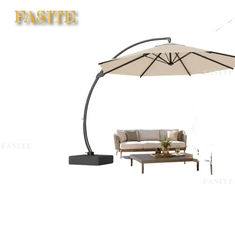 For Hand Crank Large Curved Back Umbrella All Aluminum Parasol Sun Protection Garden Outdoor Patio Shade Durable