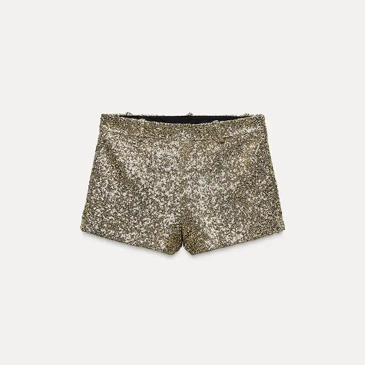 กางเกงขายาวทรงตรงลำลองประดับลูกปัดแฟชั่น เอวบาง ทรงปกติ