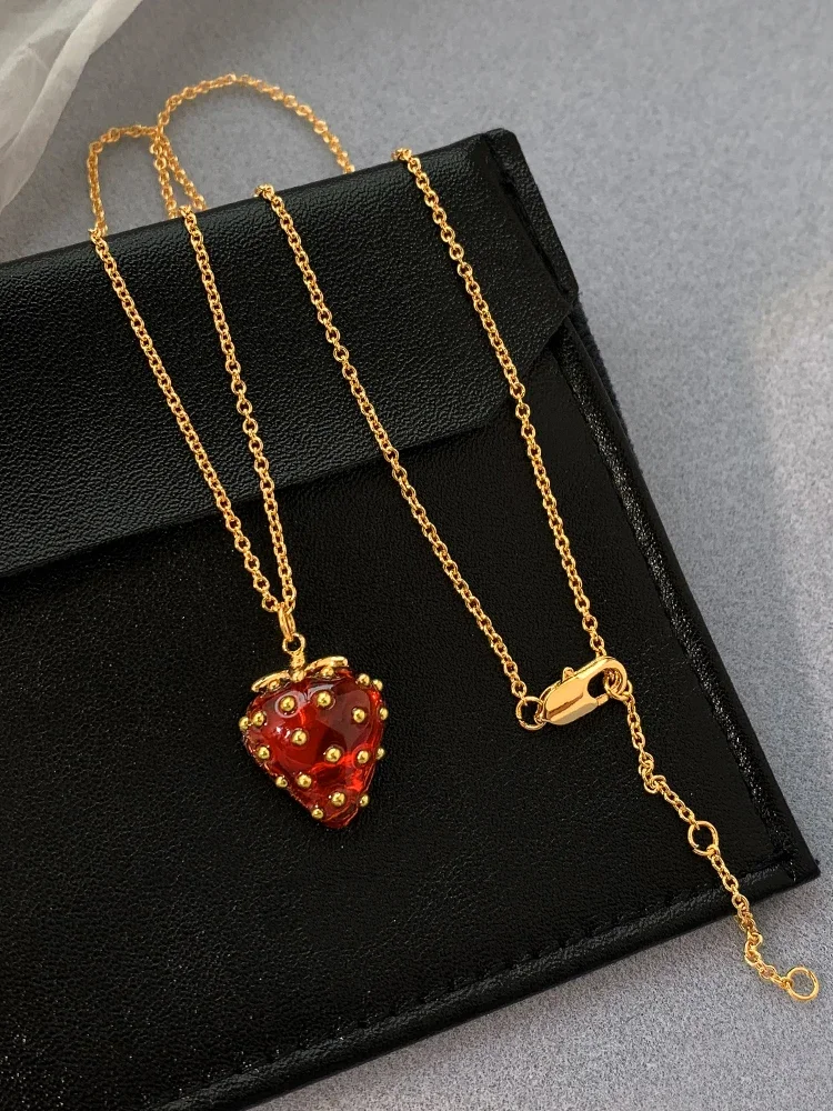 Bilandi Sweet Korean Temperament Red Strawberry Pendant Necklace For Women Jewelry Accessoreis Female Girl Party Gifts