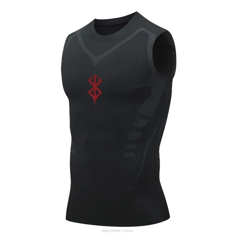 Berserk Anime Compression Sleeveless Shirt Men Gym Fitness Manga Basketball Vest Mesh Quick Drying Tight Tank Top Summer Male