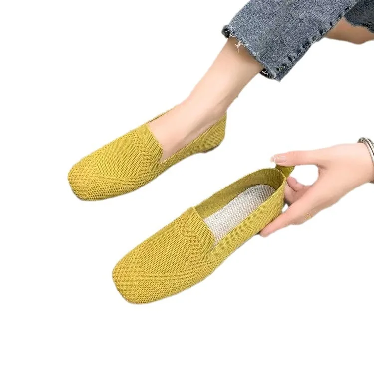 Shoes for Women 2024 New Fashion Mesh Square Toe Breathable Casual Shoes Summer Daily Hollow Out Flat Shoes Zapatos De Mujer