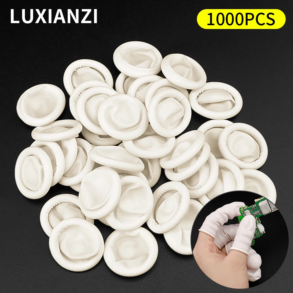 LUXIANZI 1000Pcs Finger Cover Natural Rubber Gloves Disposable Nail Gloves Tool Durable Non-slip Anti-static Latex Finger Cots