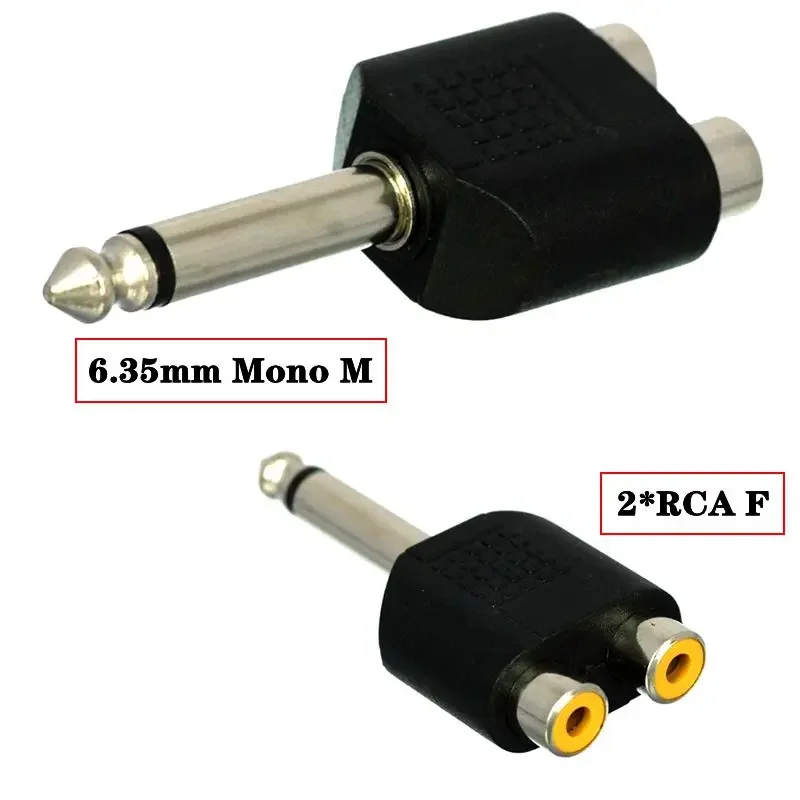 6.35mm 1/2 Audio Adapter 6.35 To Dual AV Two Lotus RCA Hole 3.5/RCA Male To 2 * 6.35 Female Amplifier Speaker Microphone Adapter